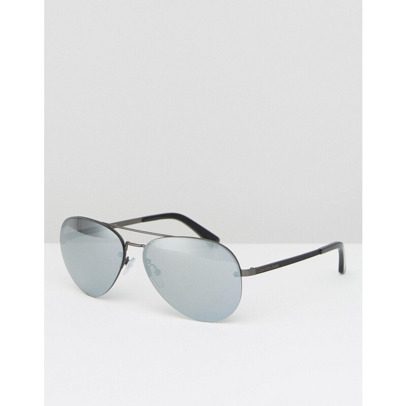Calvin Klein Jeans - Pilotensonnenbrille in Stahlgrau - Silber