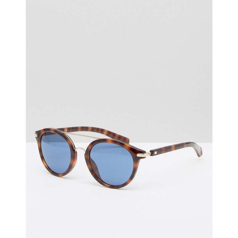 Calvin Klein Jeans - Runde Sonnenbrille mit Brauensteg - Braun