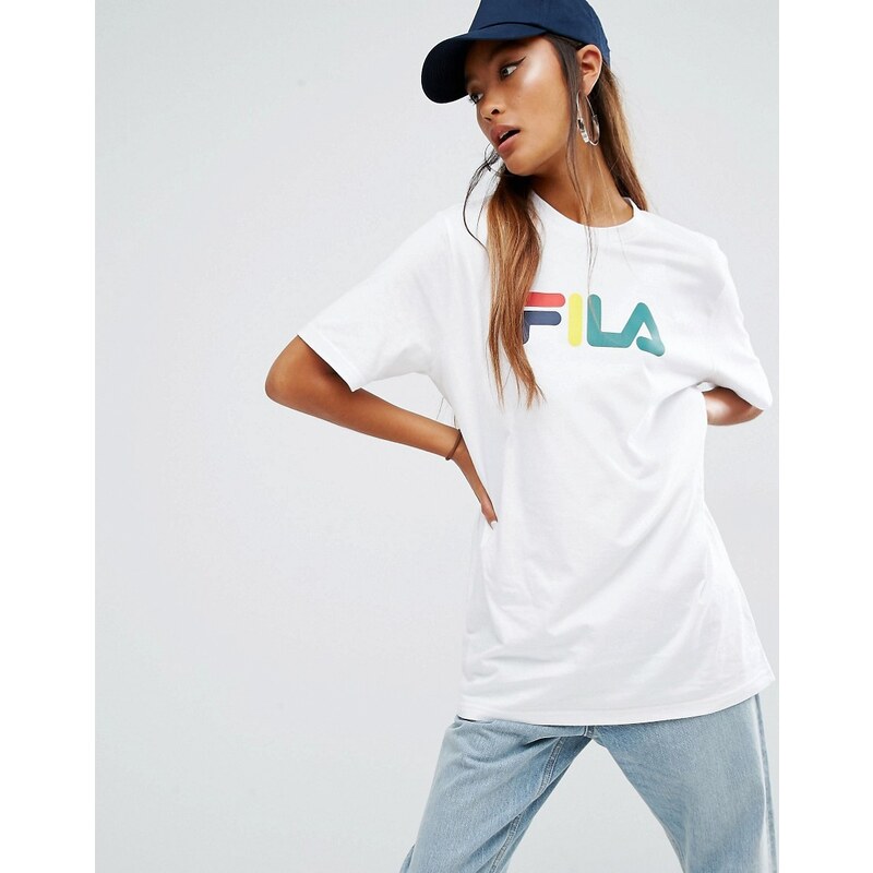 Fila - Oversize-Boyfriend-T-Shirt mit Basic-Logo - Weiß