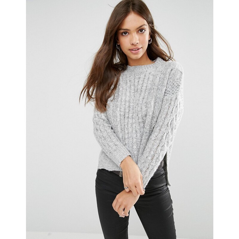 Glamorous - Lang geschnittener Pullover - Grau