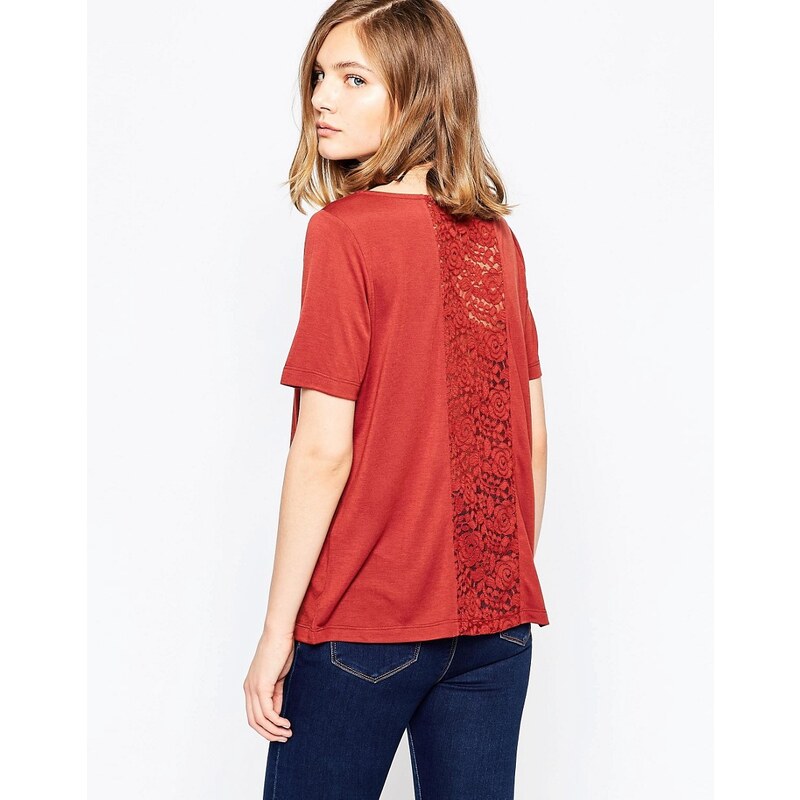 JDY - Kimmie - Hemd mit Henna-Print und Spitzeneinsatz hinten - Rot