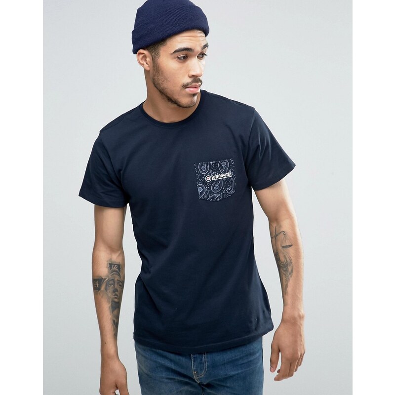 Lambretta - T-Shirt mit Paisley-Tasche - Marineblau