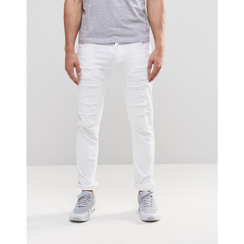 Loyalty & Faith - Spray On - Enge, weiße Jeans mit Rissen und Flicken - Weiß