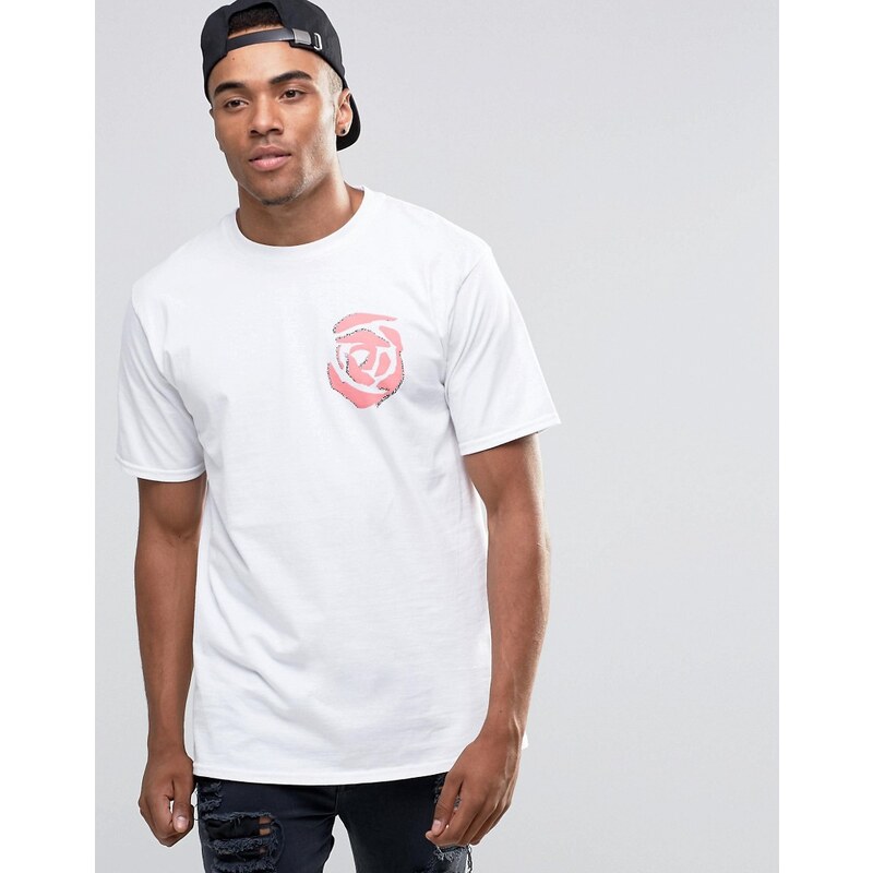New Love Club - T-Shirt im Stil der 90er mit Rosen-Print - Weiß