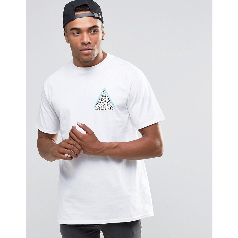 New Love Club - T-Shirt im Stil der 90er mit Dreieckprint auf dem Rücken - Weiß