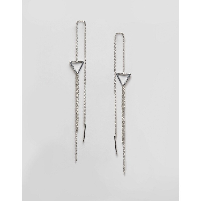 Nylon - Duster - Hänge-Ohrringe mit Dreieck - Silber