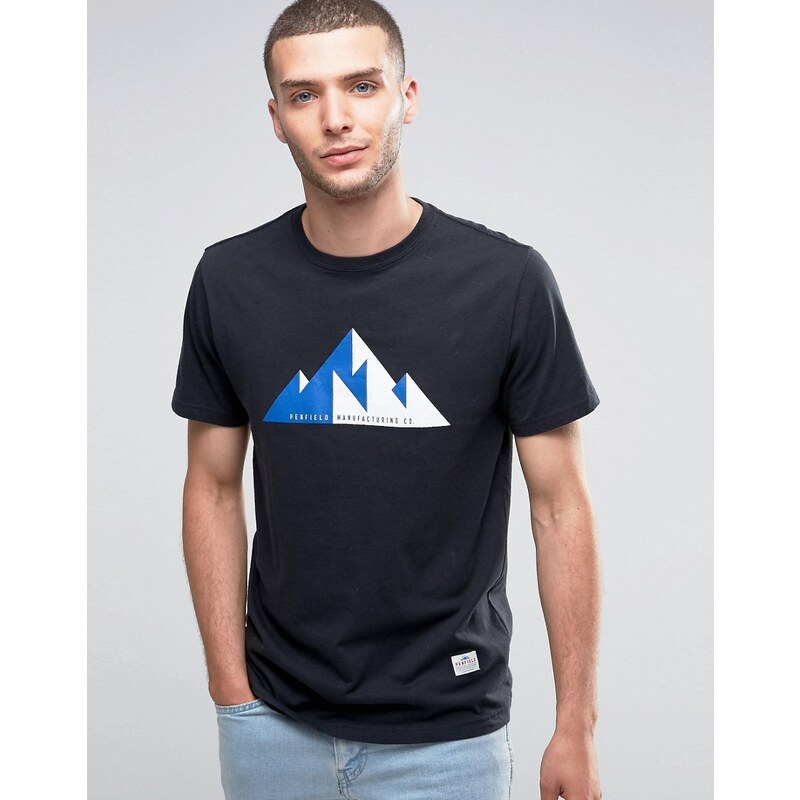 Penfield - T-Shirt mit geometrischem Bergprint - Schwarz