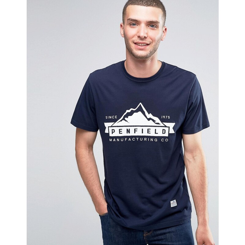 Penfield - Mountain - Logo-T-Shirt - Marineblau