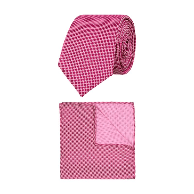 Montego Krawatte und Einstecktuch mit feinem Webmuster