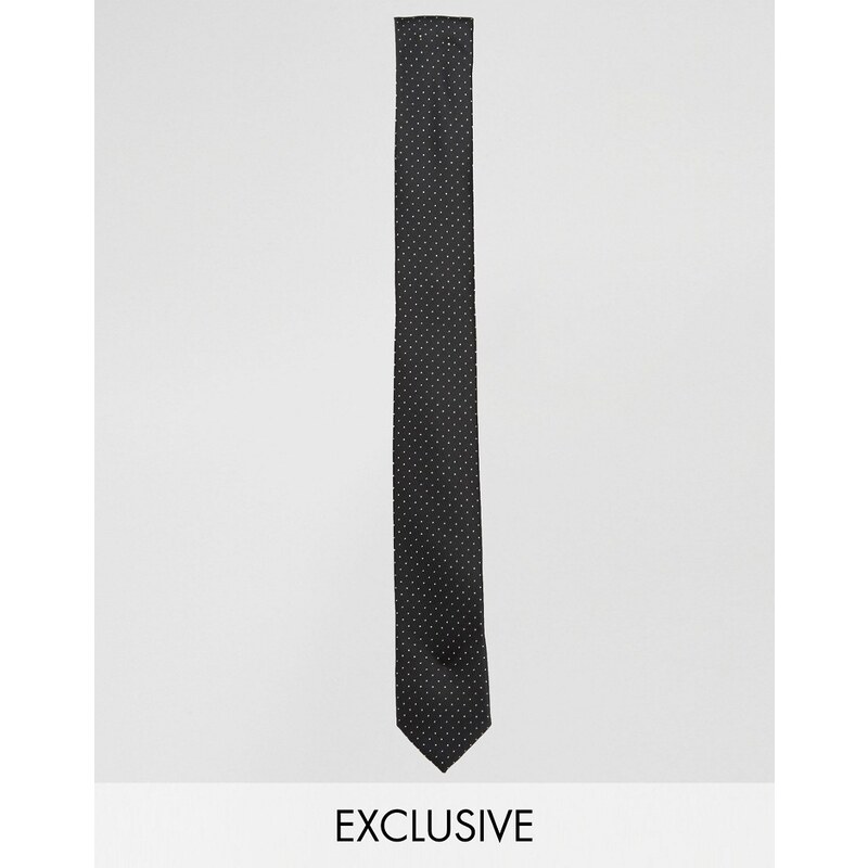 Reclaimed Vintage - Schmale Krawatte mit Punkten - Schwarz