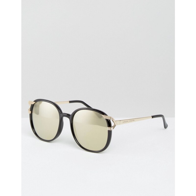 Somedays Lovin - Runde Sonnenbrille mit goldfarbenen Revo-Gläsern mit Verspiegelung - Schwarz