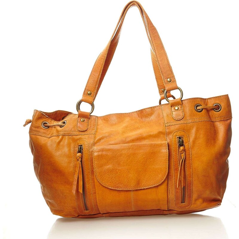 Pieces PC Pihanna - Shopping Bag aus Leder - cognacfarben