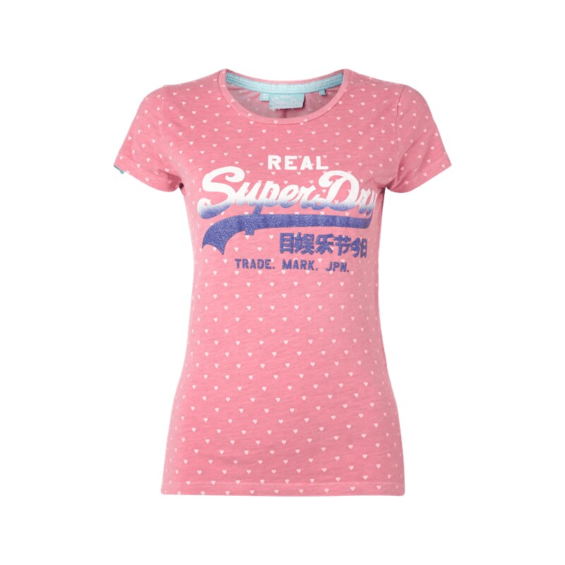Superdry T-Shirt mit Herzmuster und Logo-Print