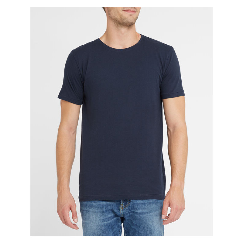 KNOWLEDGE COTTON APPAREL Marineblaues Rundhals-T-Shirt aus Bio-Baumwolle