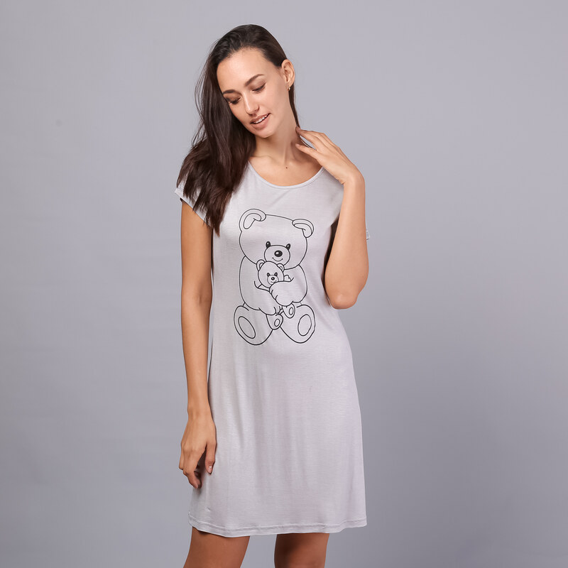 Lesara Unifarbenes Nachthemd mit Teddy-Print - S