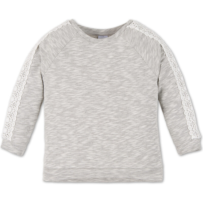 C&A Sweatshirt mit Spitzenborte in Grau