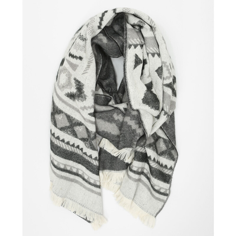 Plaid-Schal mit geometrischen Motiven Grau, Größe 00 -Pimkie- Mode für Damen