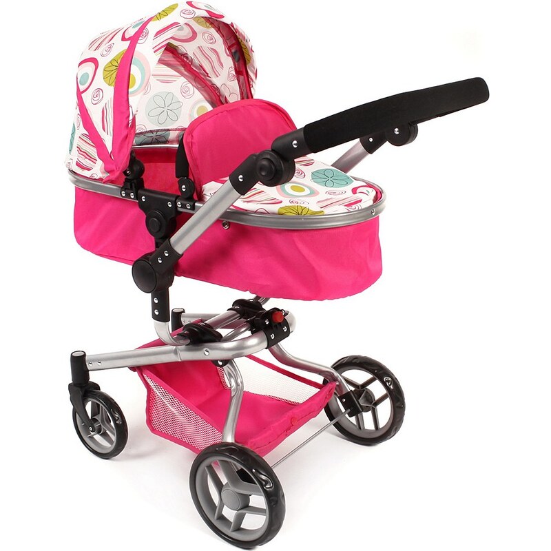 CHIC2000 Kombi Puppenwagen mit schwenkbaren Vorderrädern, »YOLO Weiß-Pink«