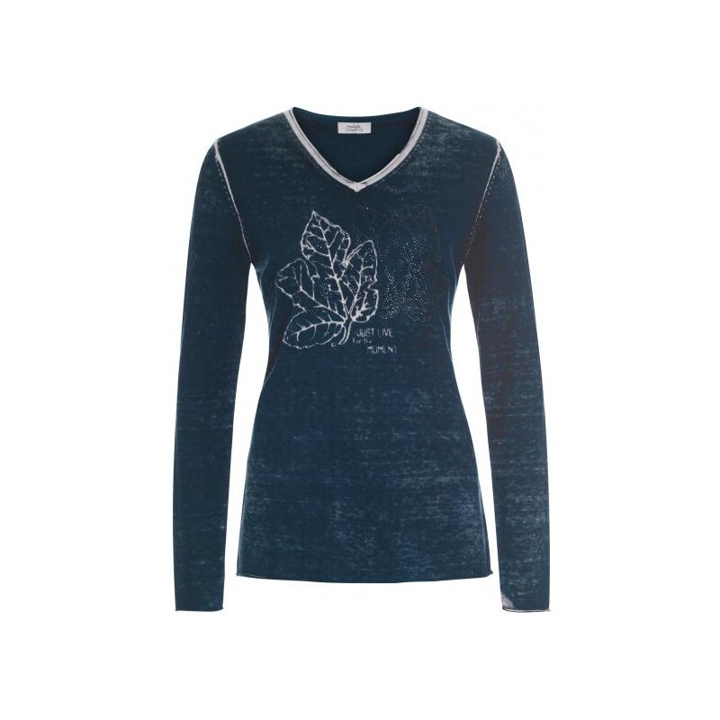 Michèle Boyard Damen Pullover Sweatshirt V-Ausschnitt blau aus Baumwolle