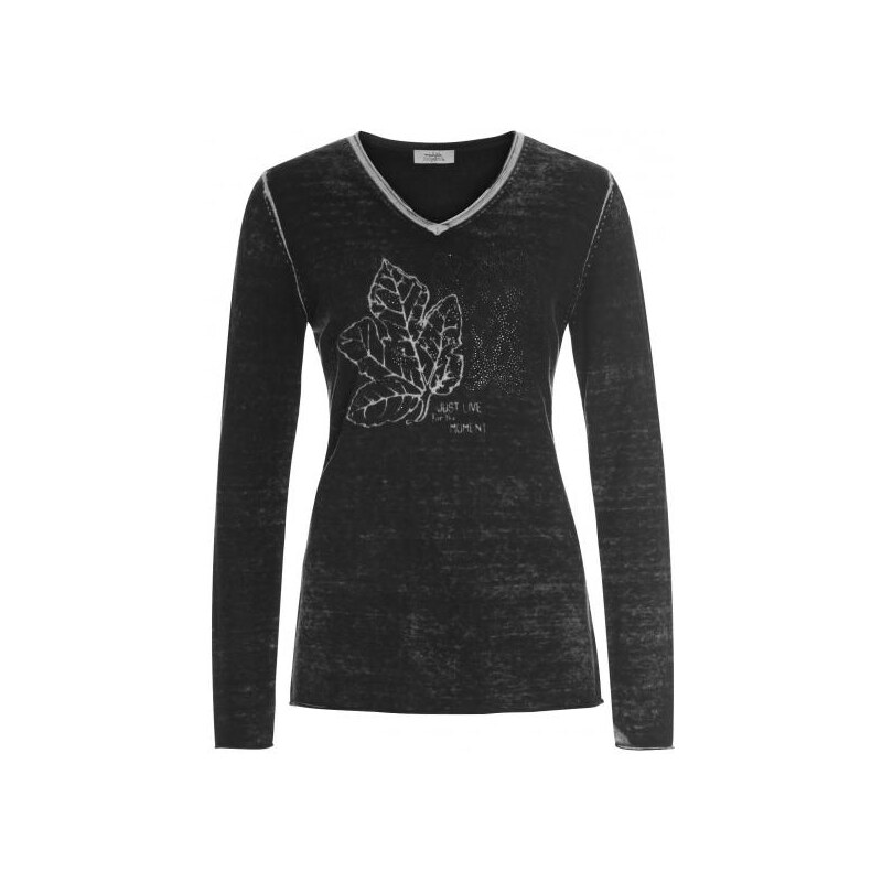 Michèle Boyard Damen Pullover Sweatshirt V-Ausschnitt grau aus Baumwolle