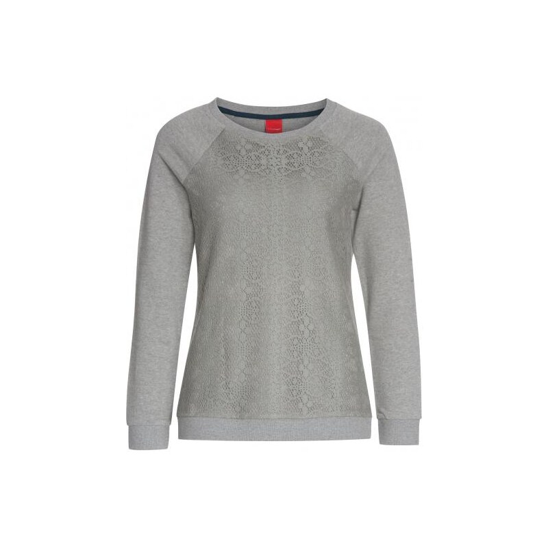 Livre Damen Sweatshirt Pullover körperbetont grau aus Baumwolle