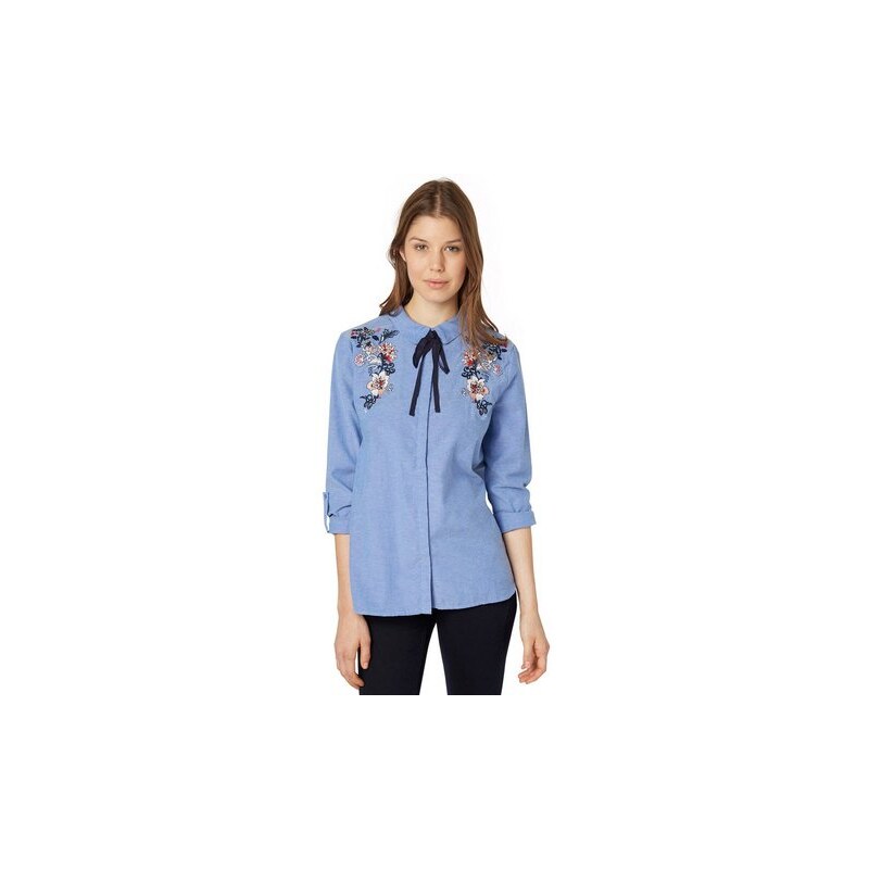 Damen Bluse oxford blouse with embroidery TOM TAILOR DENIM blau L,M,S,XL,XS