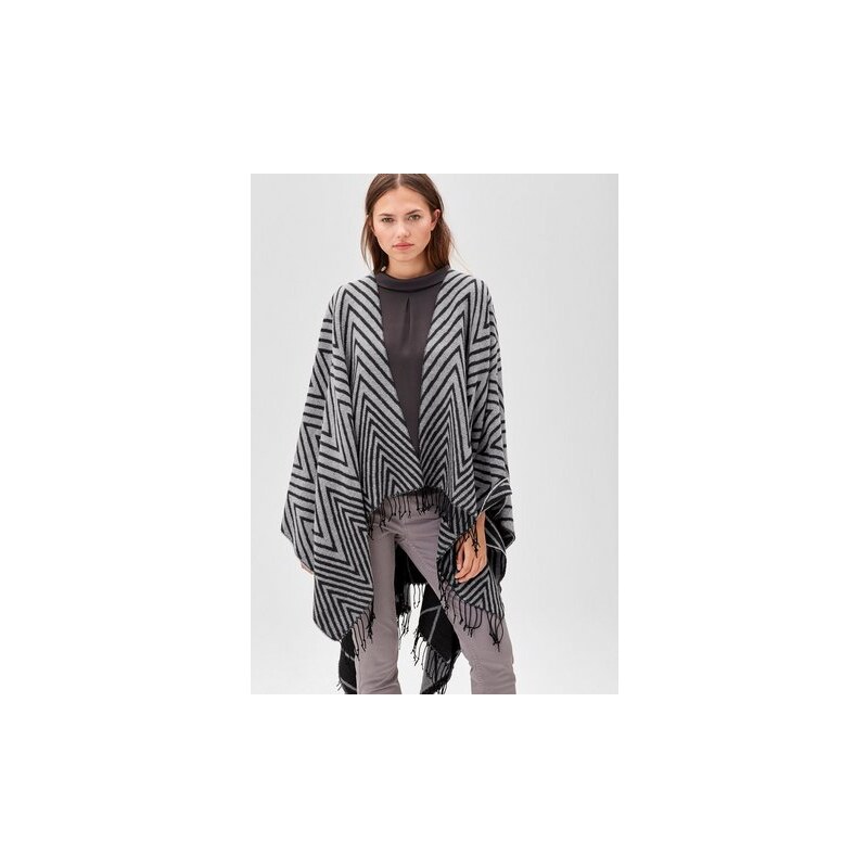 Damen PREMIUM Blanket-Poncho mit Zick-Zack-Muster S.OLIVER BLACK LABEL schwarz 1