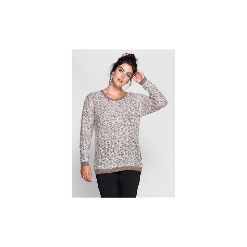 SHEEGO TREND Damen Trend Pullover mit Struktur-Effekt weiß 40/42,44/46,48/50,52/54,56/58