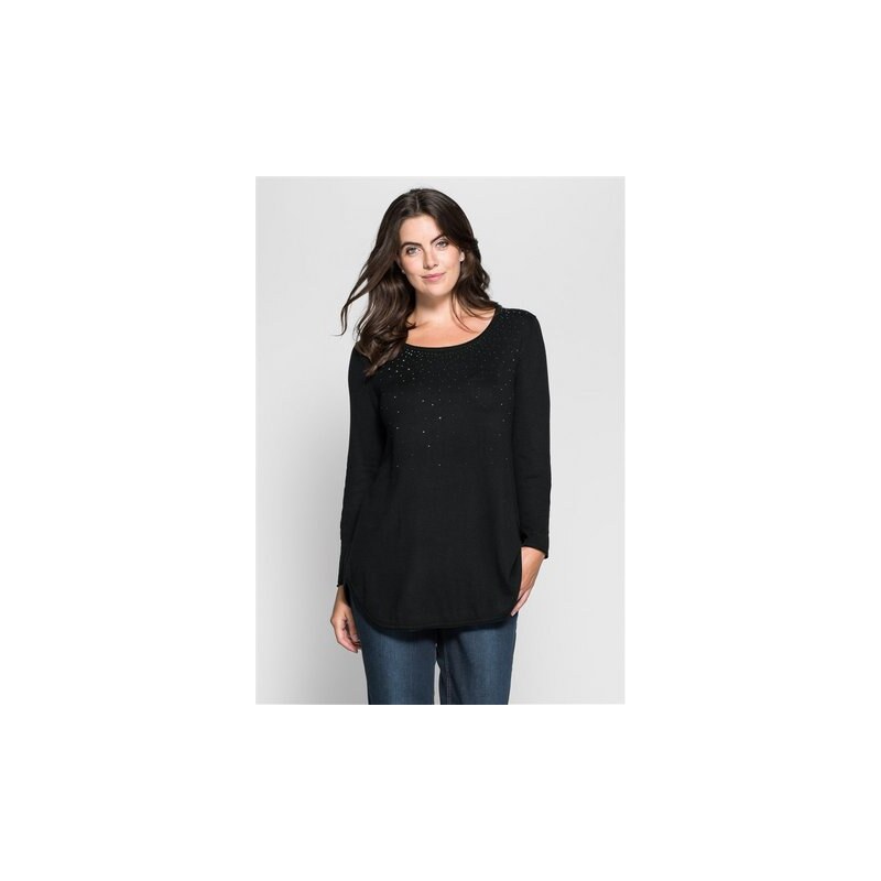 Damen Style Pullover mit Ziersteinen SHEEGO STYLE schwarz 40/42,44/46,48/50,52/54,56/58