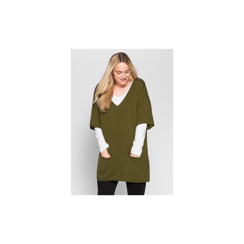 SHEEGO CASUAL Damen Casual Oversize-Pullover mit Taschen grün 40/42,44/46,48/50,52/54,56/58