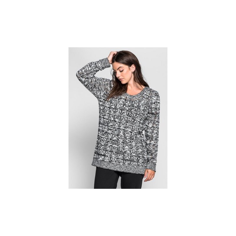 Damen Trend Pullover aus Ajourstrick SHEEGO TREND schwarz 40/42,44/46,48/50,52/54