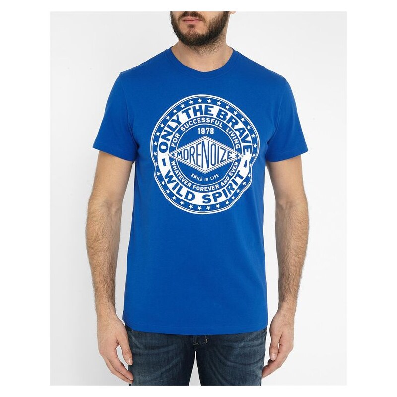 DIESEL Blaues T-Shirt mit Rundhalsausschnitt und Print Diego Hi
