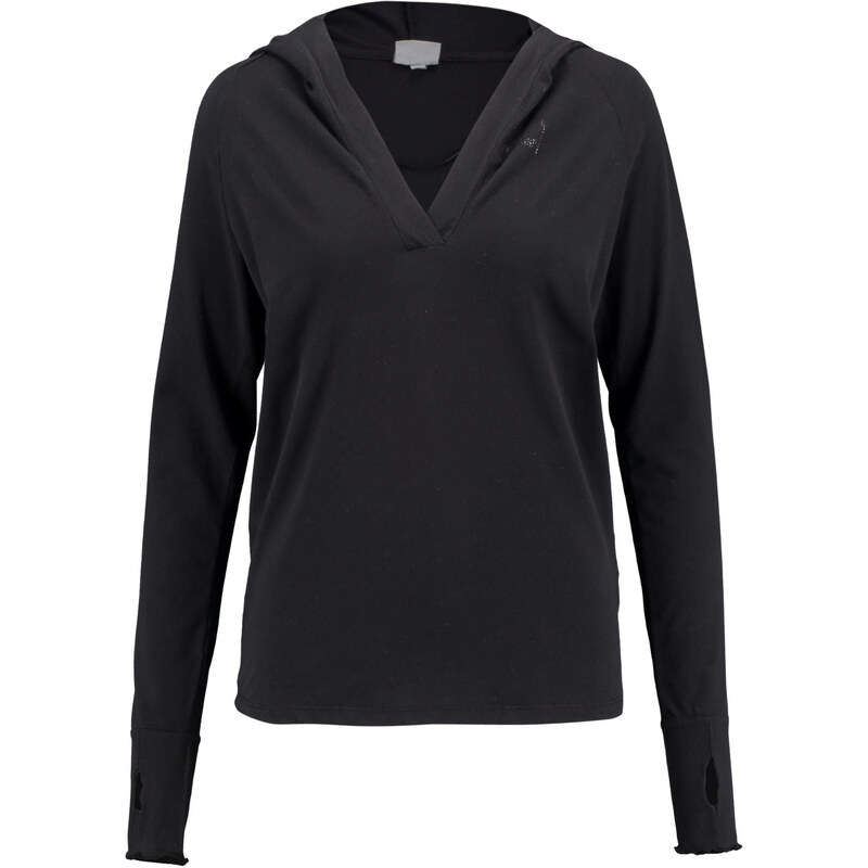 Deha: Damen Langarmshirt mit Kapuze, schwarz, verfügbar in Größe S