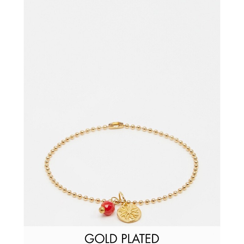 Mirabelle - Armband mit Kugelkette in Gold und Korallenrot - Gold