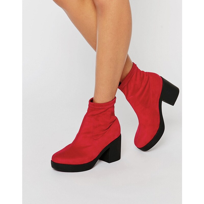 Truffle Collection - Star Sock - Ankle Boots mit Absatz - Rot
