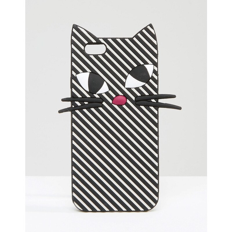 Lulu Guinness - Kooky - Gestreifte Hülle für iPhone 6/6s mit Katzendesign - Schwarz