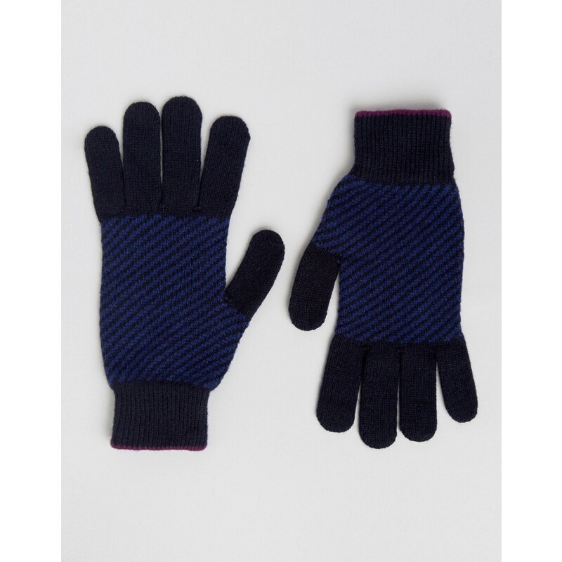 Ted Baker - Handschuhe mit Fischgrätmuster - Blau