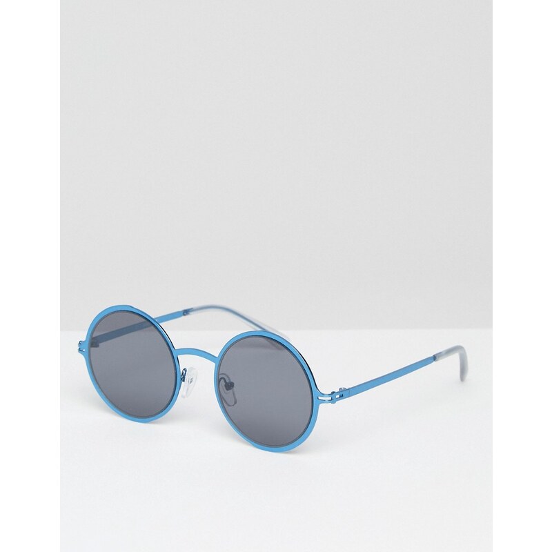 ASOS - Runde Metall-Sonnenbrille in Blau - Blau