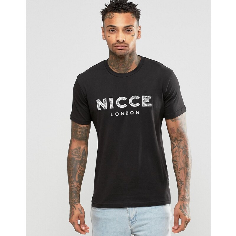 Nicce London - T-Shirt mit gesticktem Logo - Schwarz