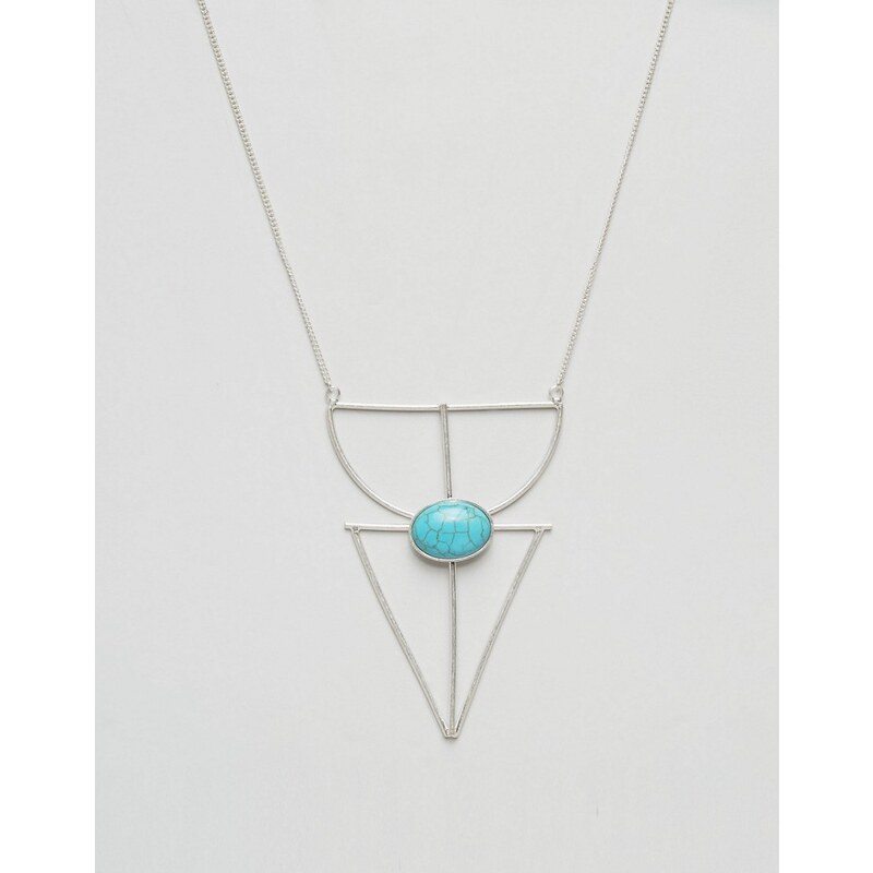 Nylon - Halskette mit geometrischen Formen und Schmuckstein - Silber