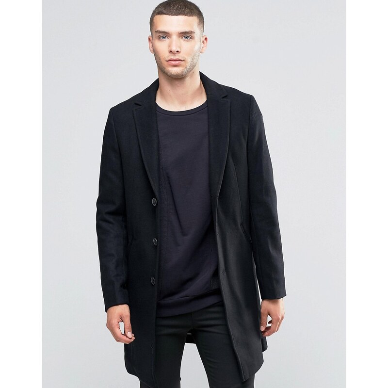 Sisley - Klassischer Mantel aus Wollmischung - Schwarz