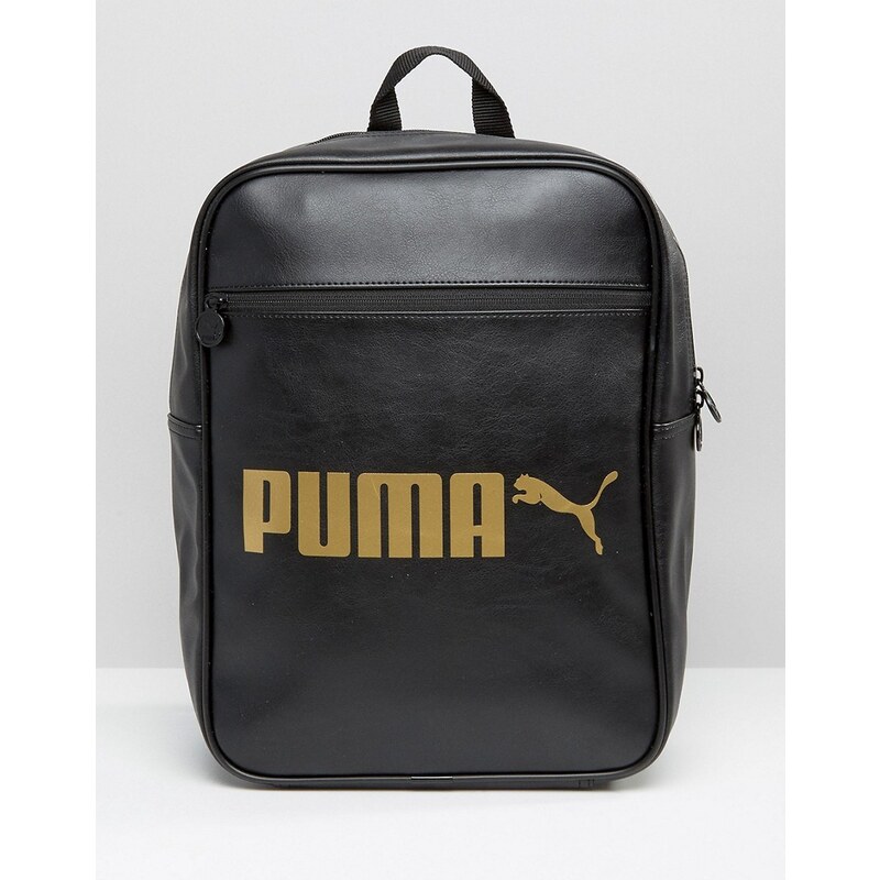 Puma - Rucksack in Lederoptik mit goldfarbenem Logo - Schwarz