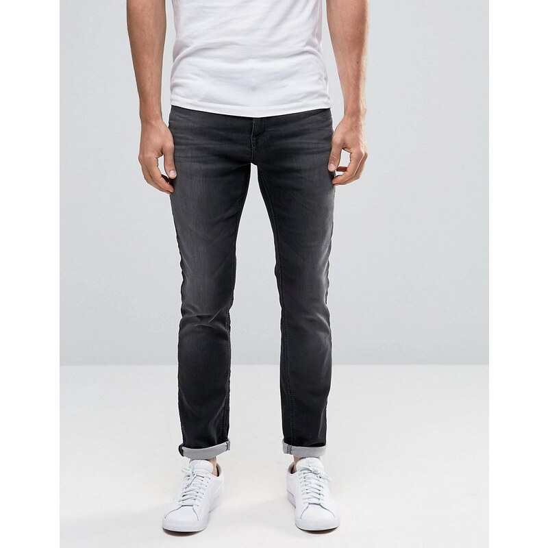 Selected Homme - Skinny-Jeans aus Jersey in Super-Stretch, graue Waschung - Schwarz