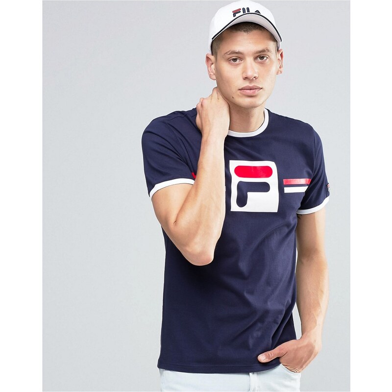 Fila Vintage - T-Shirt mit großem Logo - Marineblau