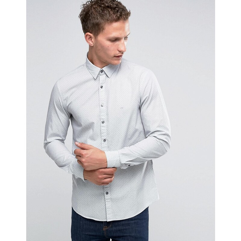 Calvin Klein - Schmales elegantes Hemd mit Muster - Grau