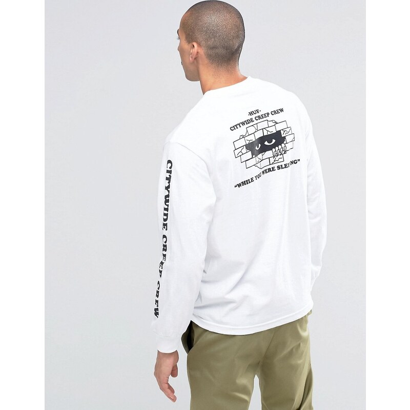 HUF - Langärmliges T-Shirt mit Rückenprint - Grau