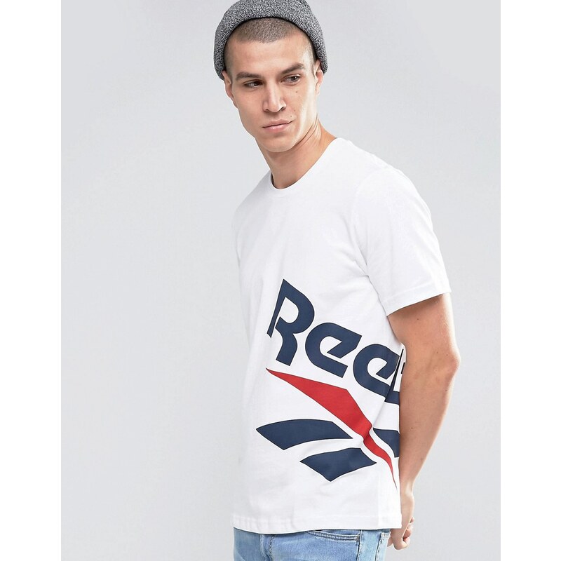 Reebok - Vector - Weißes T-Shirt mit großem Logo, AZ9538 - Weiß