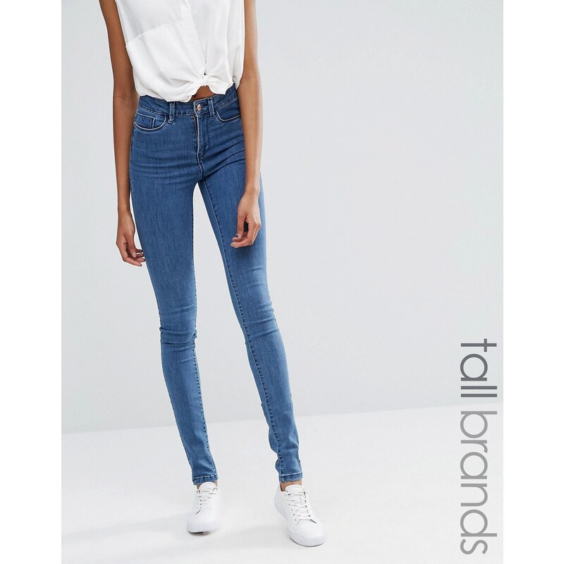 Noisy May Tall - Lexi - Skinny-Jeans mit hoher Taille - Blau