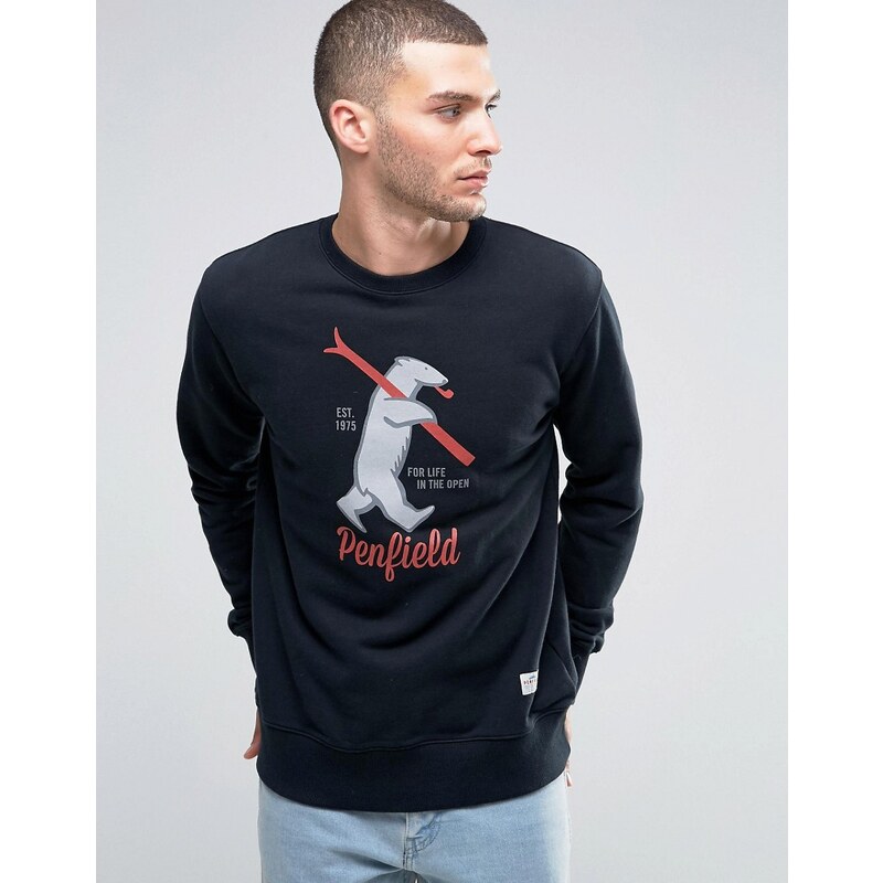Penfield - Ski Bear - Schwarzes Sweatshirt mit Rundhalsausschnitt - Schwarz