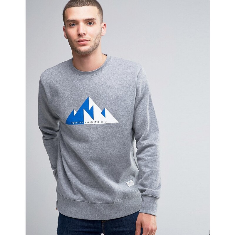 Penfield - Sweatshirt mit Rundhalsausschnitt und geometrischem Bergprint - Grau